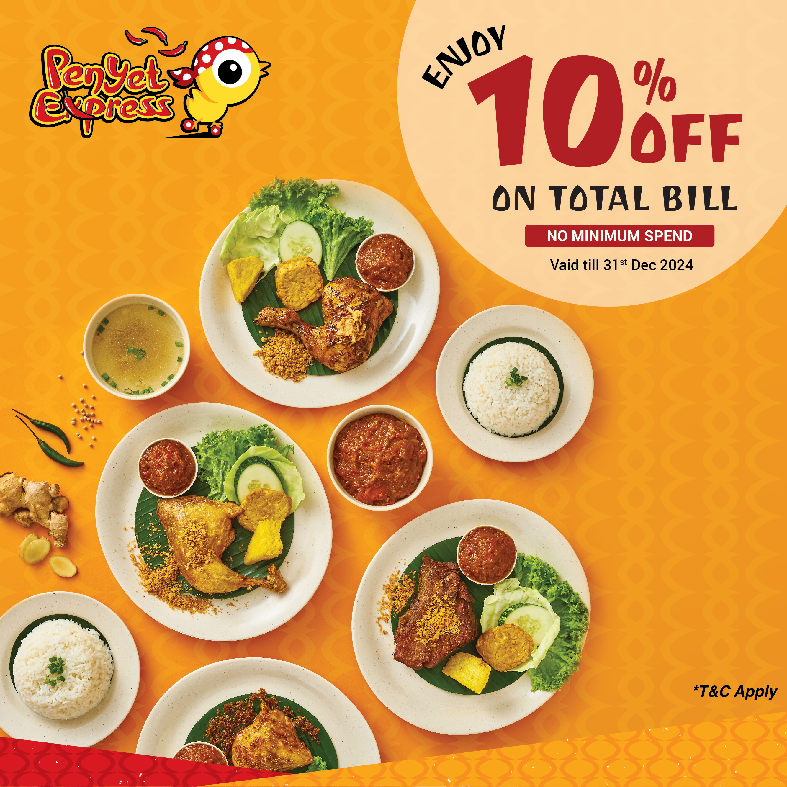 10% off on total bill (no min. purchase)
